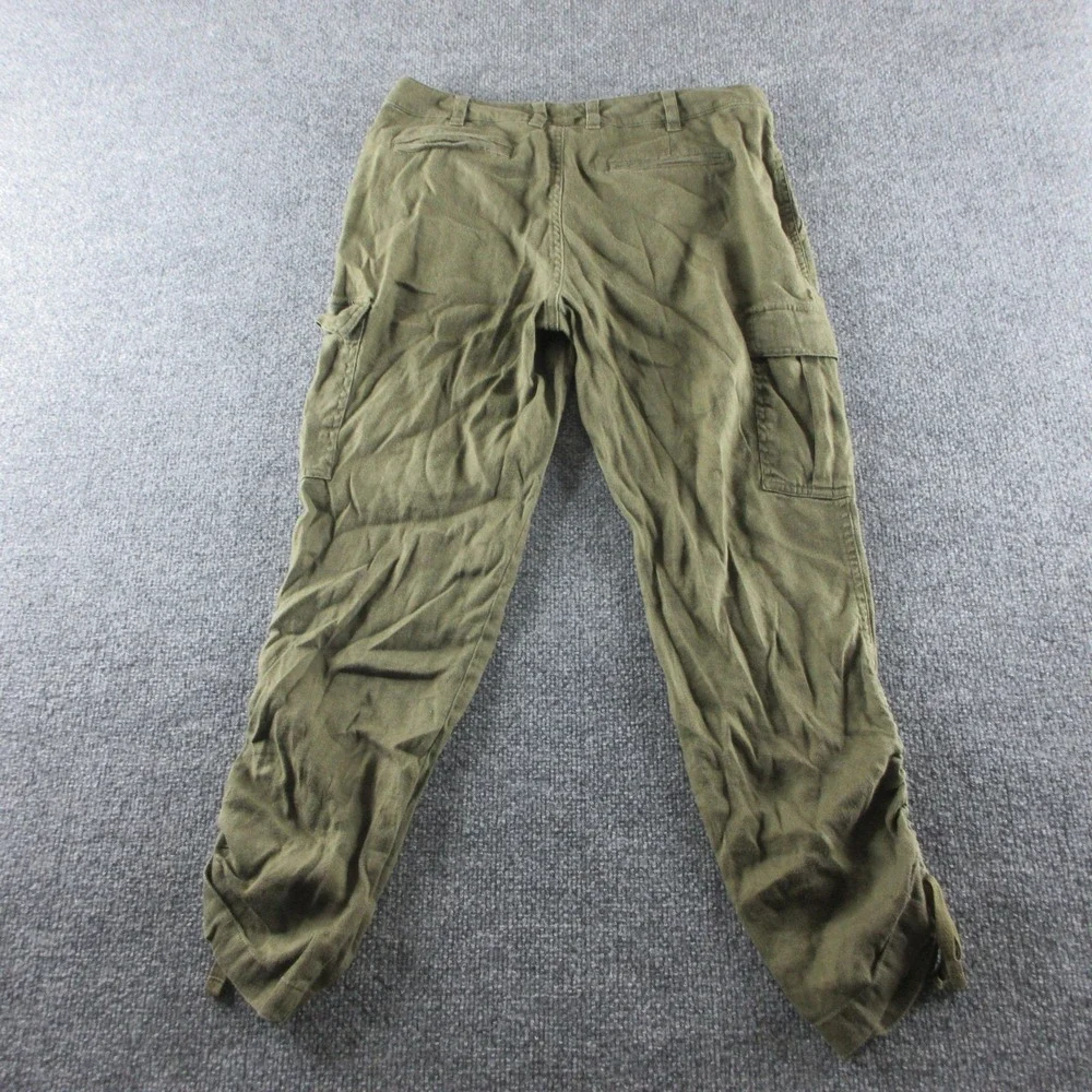 Lauren Ralph Lauren Pants Womens 4P Green Linen Viscose‎ Cargo Ruched Ankle Hem